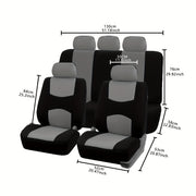 Universal 9-chiqishli avtomobil o'rindiq qopqog'i to'plami, barcha mavsumlar uchun polyester himoyasi