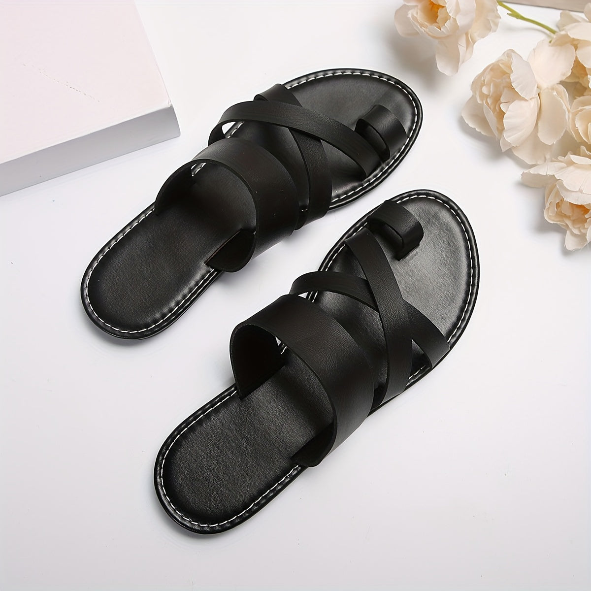 Women's Solid Color Slip-On Flat Beach Slides