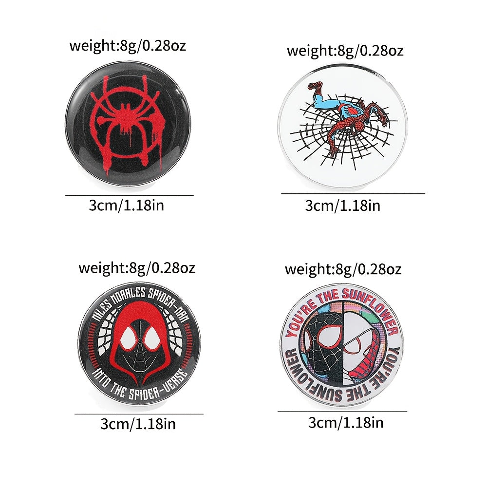 Set of 4 Spider-Man Enamel Pins Cartoon Brooches for Clothes and Bags