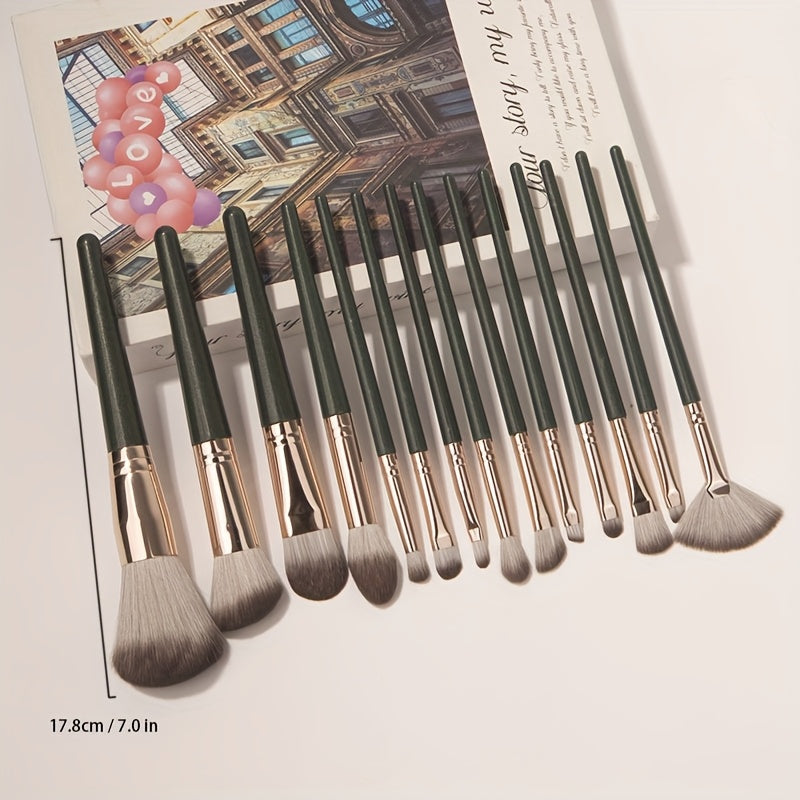 14-Piece Makeup Brush Set Nylon Bristle Palm Brushes All Skin Types Alcohol-Free