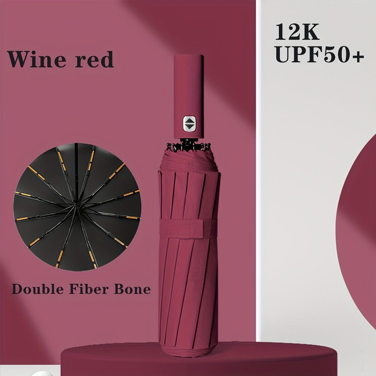 Large Double-Ribbed Automatic Sunshade Umbrella Oversized Wind-Resistant for Two People