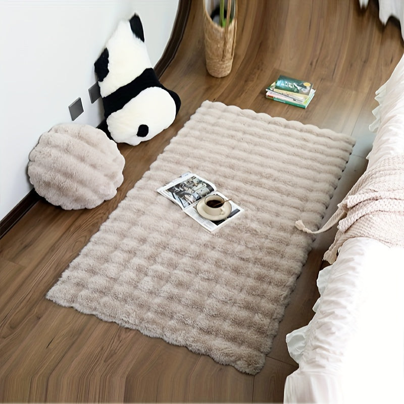 Alfombra de terciopelo burbuja suave y esponjosa para dormitorio y sala de estar antideslizante e impermeable