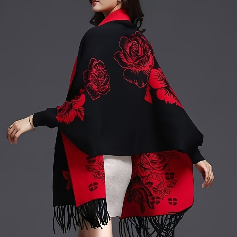 Women's Vintage Wool Shawl Coat for Autumn Winter Warm Stylish Cheongsam Alternative