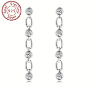 Sterling Silver Drape Earrings with 3mm Moissanite Stones for Women