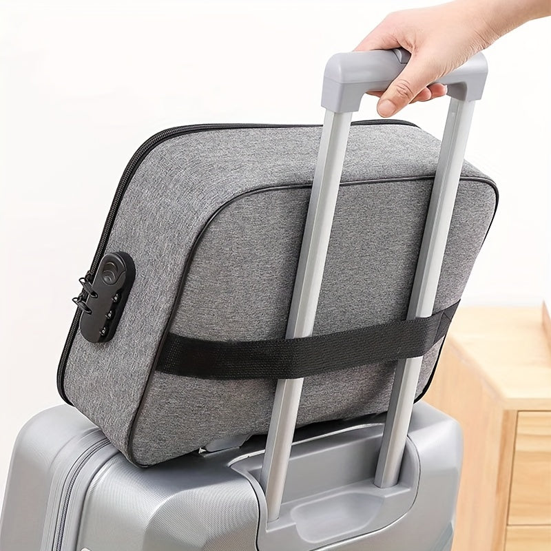 Gray Waterproof Fireproof Lockable File Organizer Bag for Laptops and Documents