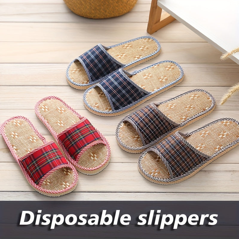 Unisex Linen Slippers Indoor Foam Sole for Hotels, Spas, and Guesthouses