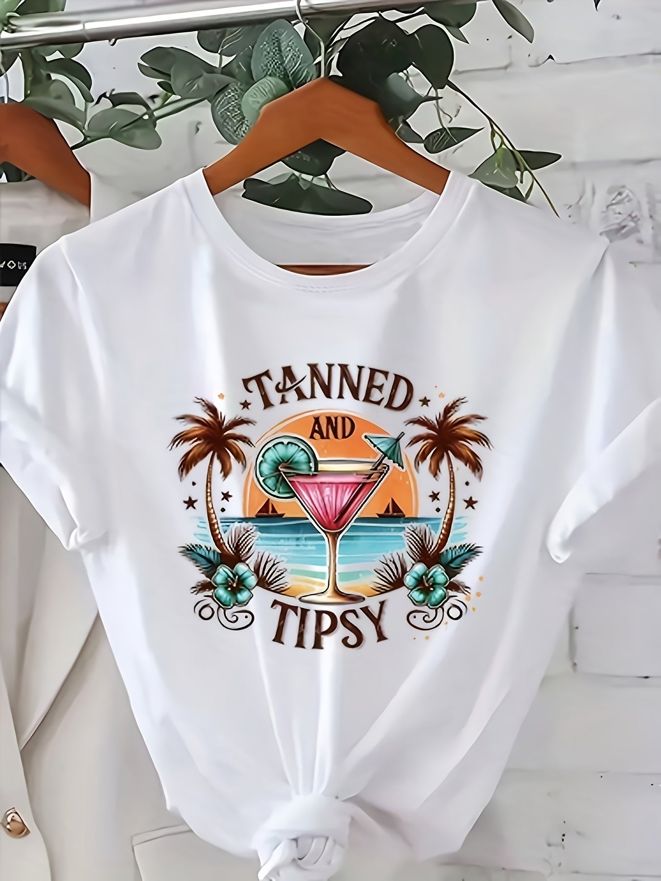 Plus Size Women's Tropical Print Short Sleeve T-Shirt Breathable Stretchy Comfortable Casual