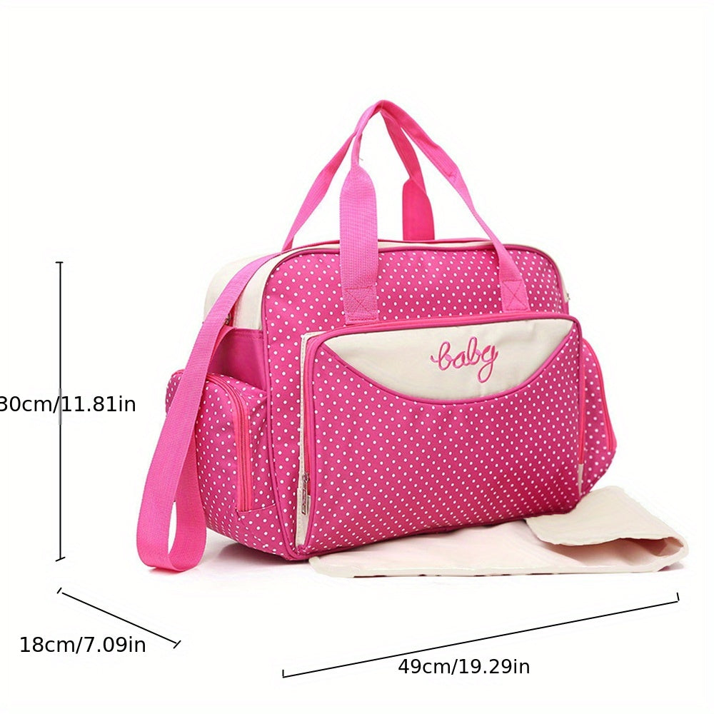 Polka Dot Diaper Bag for Moms Spacious Tote Shoulder Bag for Baby Care