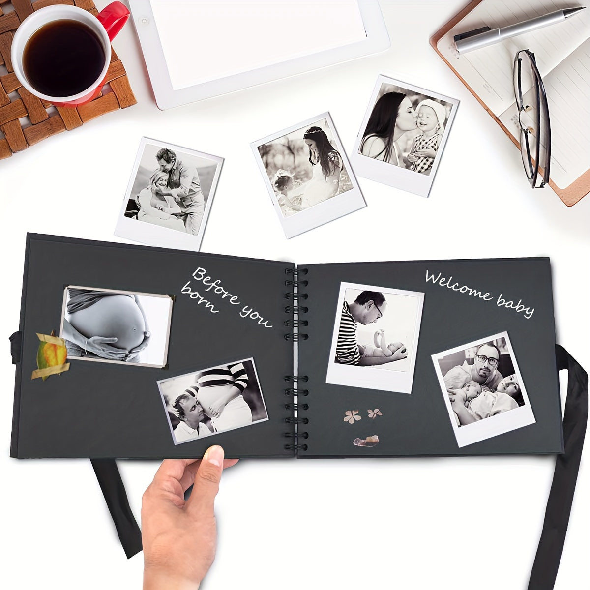 Black Photo Album for Wedding Guests and Scrapbooking 80 Pages