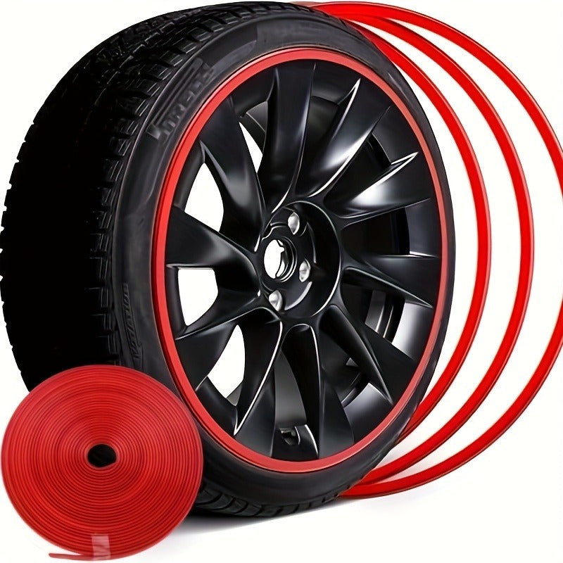 Universal Rubber Wheel Rim Protector Black Red Edge Guard 314.96 Inch