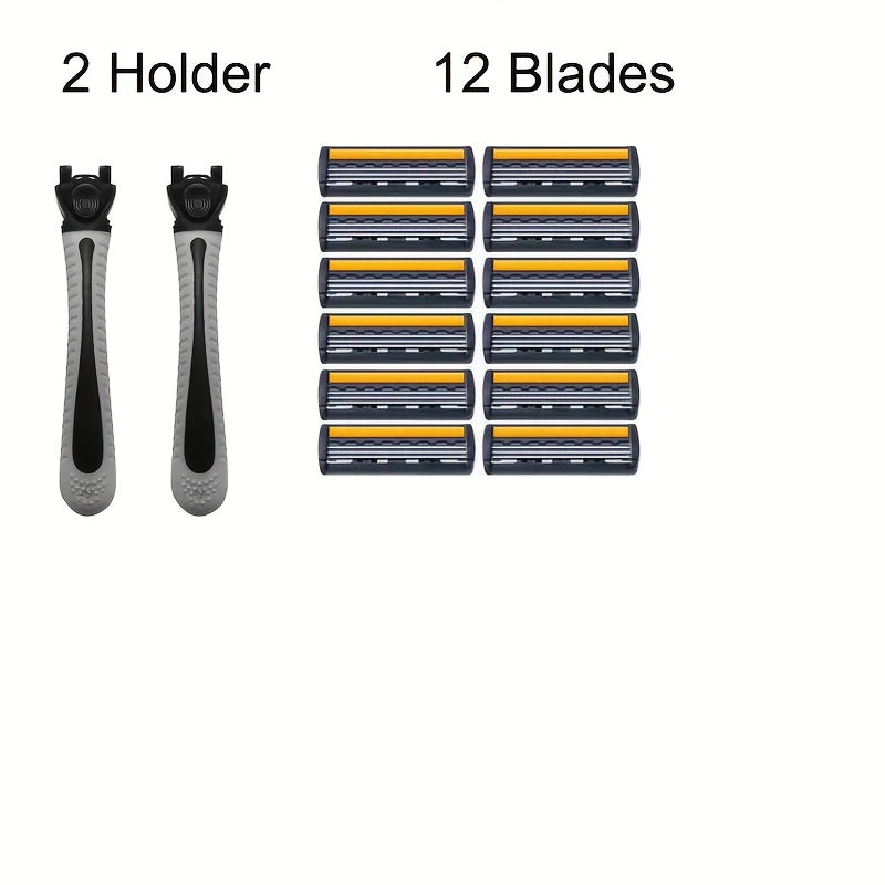 Men Triple Layer Razor for Beard and Mustache Shaving with Replacement Blades
