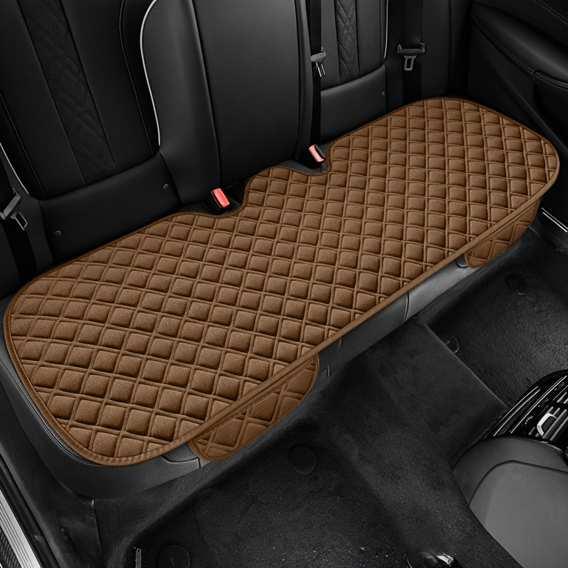 Cojín de asiento para coche cuadrado con textura de lino, transpirable, alfombrilla trasera, para todas las estaciones, universal