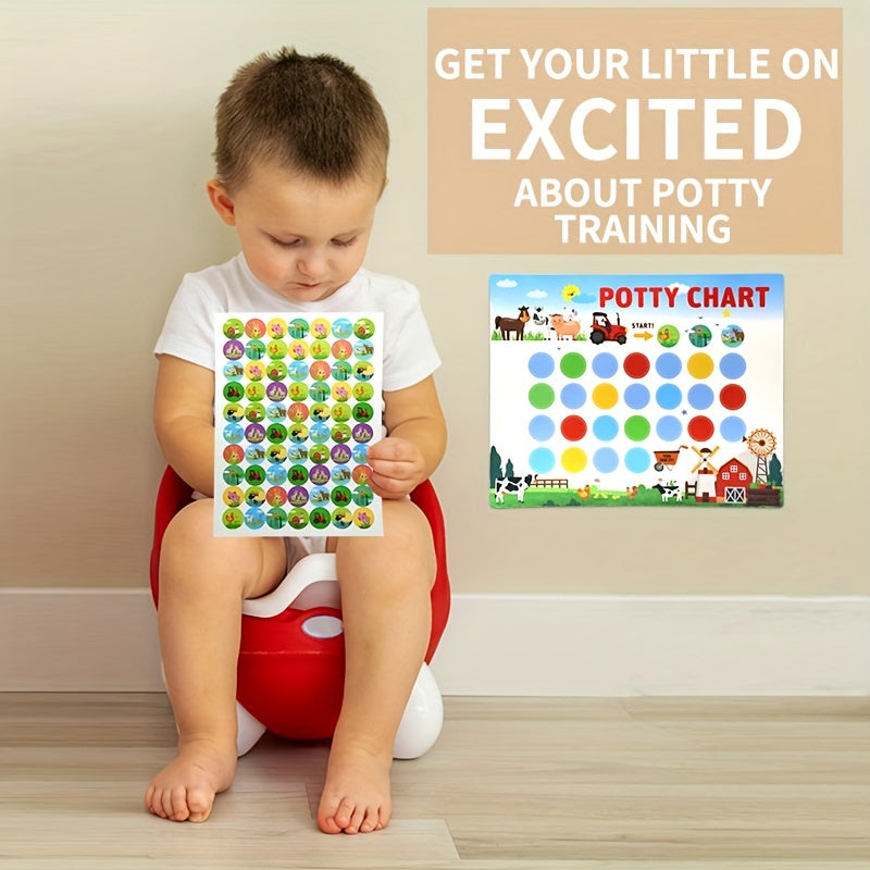 Children's Toilet Training Sticker Charts with Mermaid Car Farm Designs and Holiday Rewards