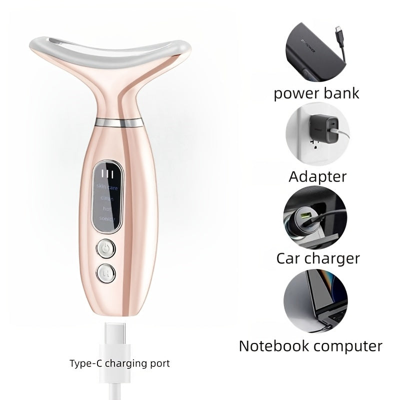 Rechargeable Facial and Neck Massager for Women with Heat Vibration USB Charging