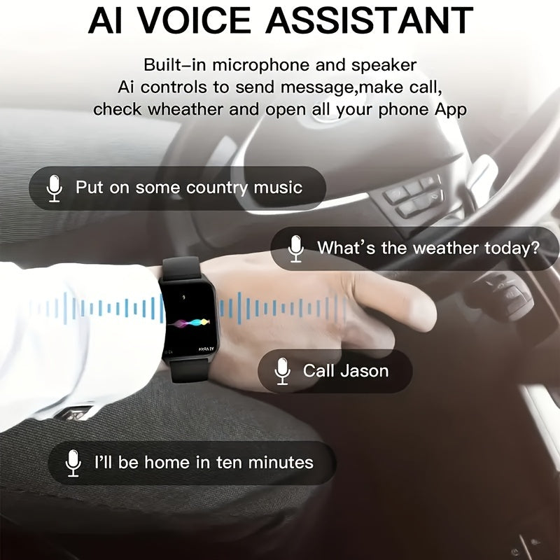 Men Women 1.83 Inch Full Touch Sports Smartwatch with Wireless Calling Motion Tracking Music Control