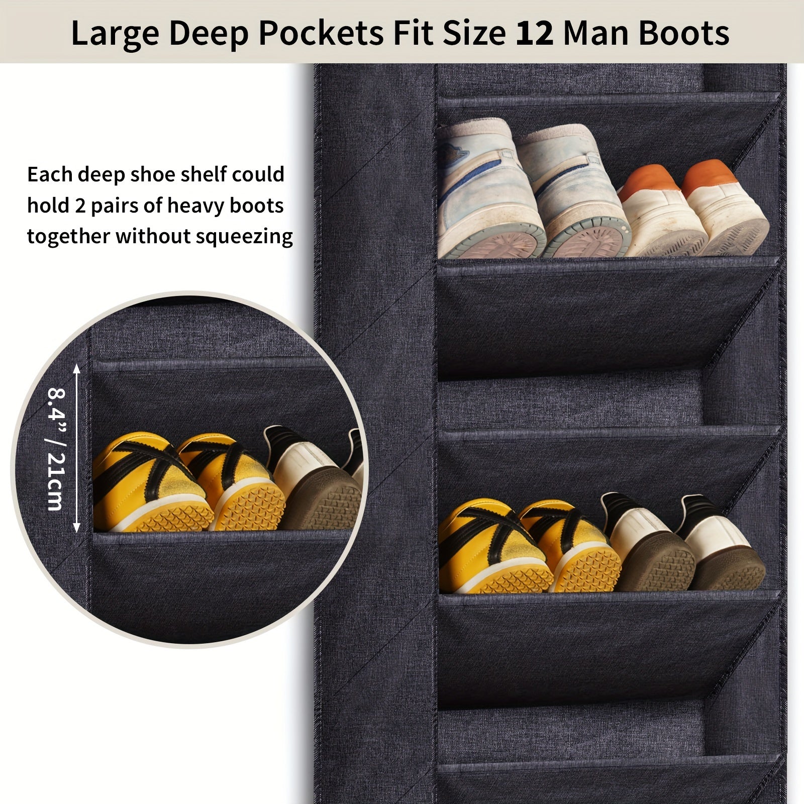 Large Over-the-Door Shoe Organizer Holds 20-22 Pairs Durable Oxford Fabric Closet Dorm Storage