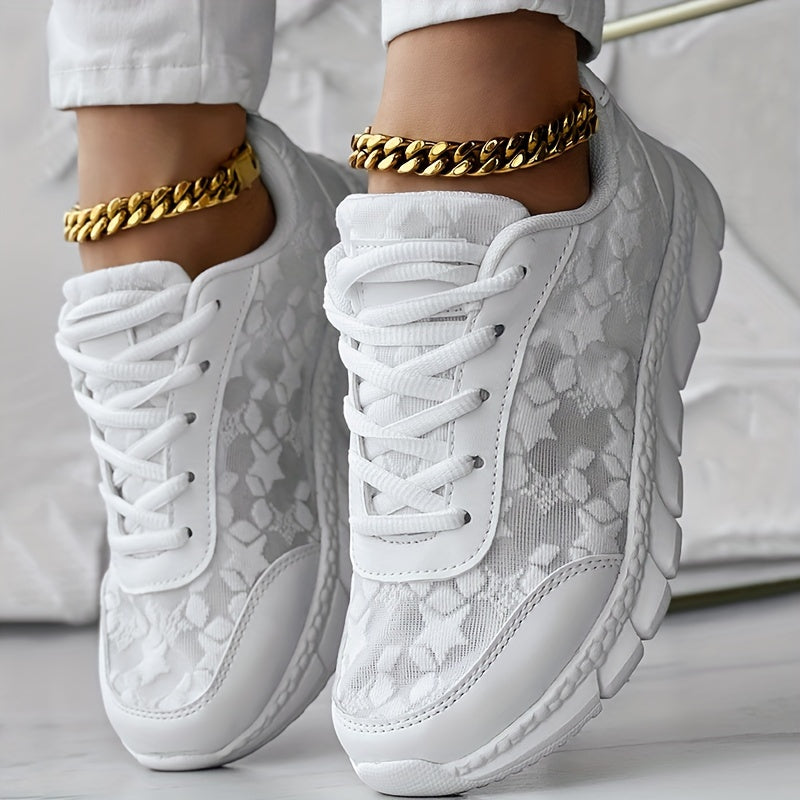 Women's Mesh Lace Sneakers Breathable Lightweight Casual Shoes