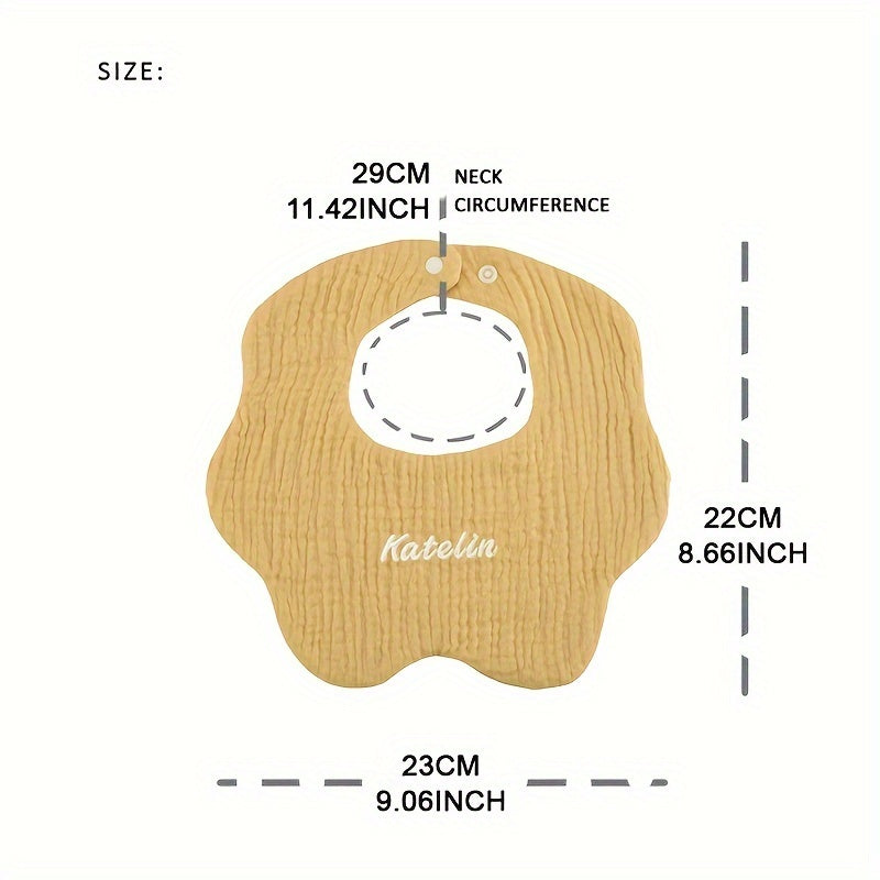 Set of 4 Children's Absorbent Cotton Bibs with Custom Name Option for Kids