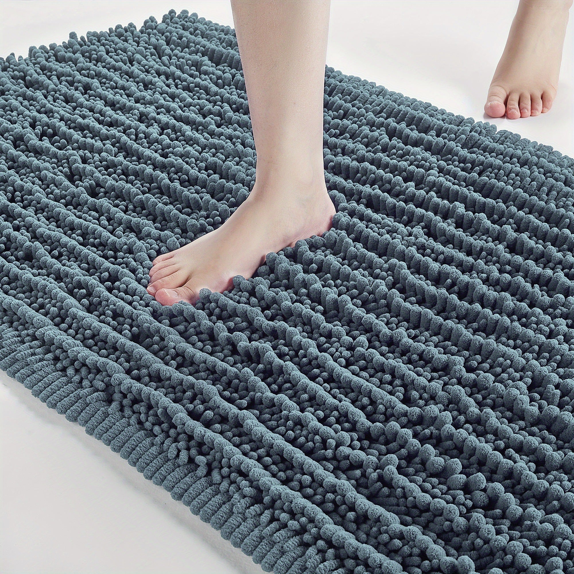 Thick Plush Bath Floor Mat Non-Slip Waterproof Dustproof for Bathroom Kitchen Living Room