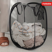 Mesh Laundry Basket with Handles Collapsible Rectangular Storage Bin for Bathroom Bedroom Dorm