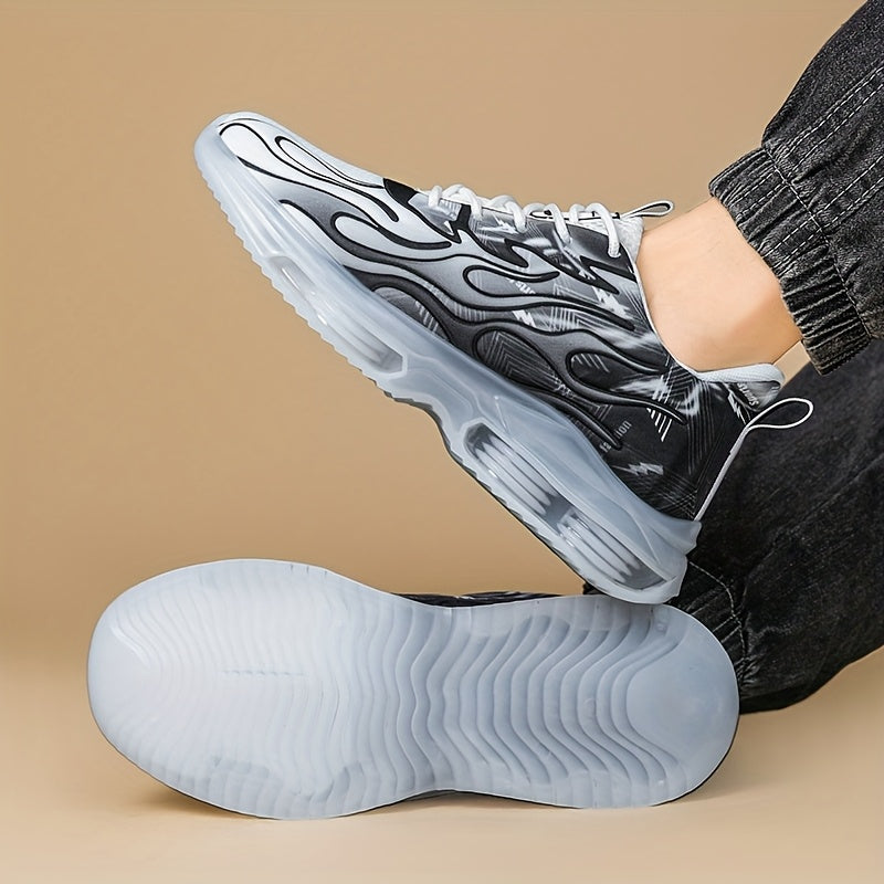 Men's Casual Athletic Sneakers Breathable Fabric Upper EVA Sole Low Top Lace-Up Striped Pattern All-Season Outdoor Comfort