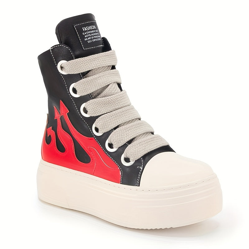 Women's Faux Leather Ankle Boots with Platform and Rubber Sole