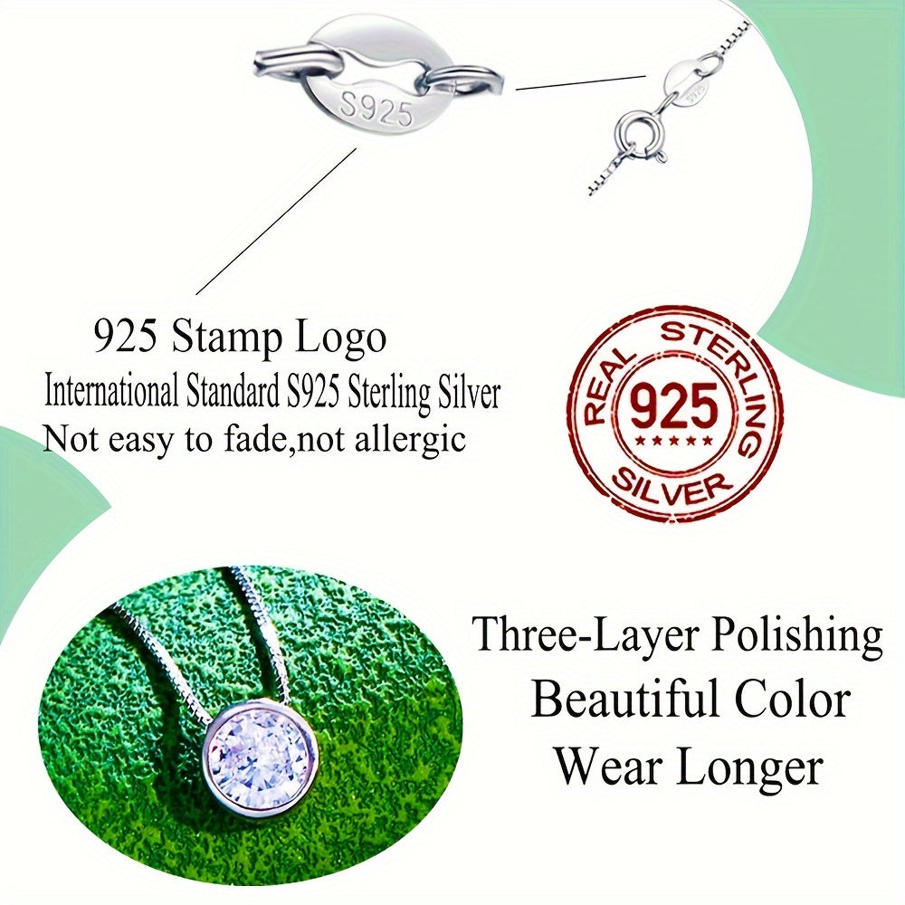 Изысканное ожерелье из серебра 925 пробы с блестящим белым кубическим цирконием - идеально для людей с аллергией, с регулируемой длиной для женщин - замечательный подарок на День святого Валентина, День матери и не только.