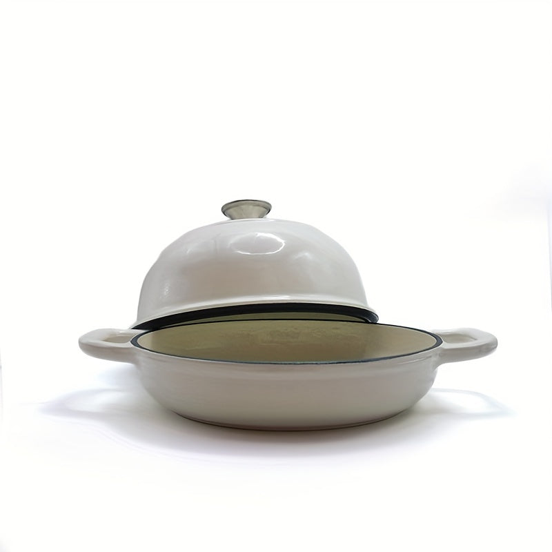 Teal/Oq Emal Qoplangan Qozon Non Pishirish Panasi - Yopishqoq Dumaloq Non Tayyorlovchi - Uyda Non va Shirinliklar Pishirish uchun Ajoyib - Mukammal Oshxona Sovg'a Variant