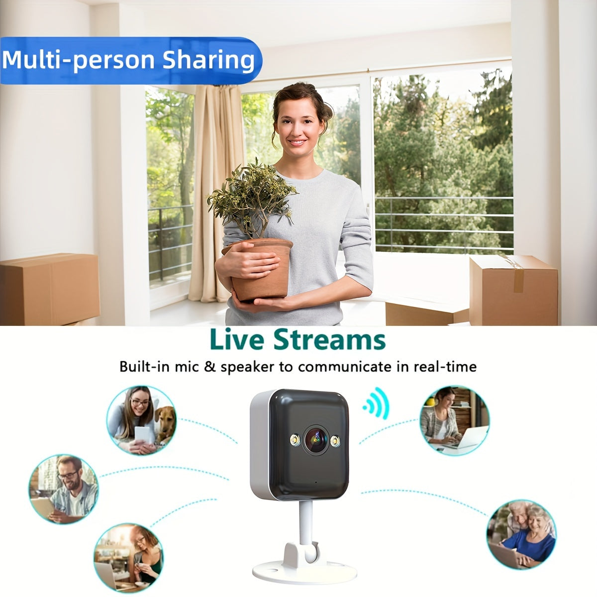 1080P Full HD Wireless Security Camera with Night Vision Two-Way Audio for Home Safety