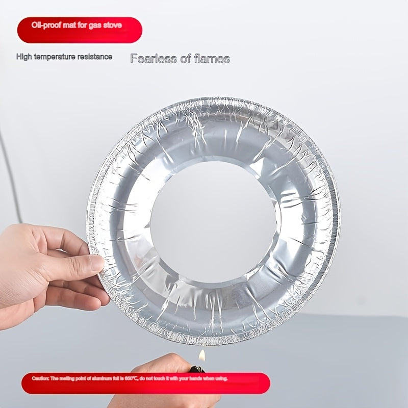Round Gas Stove Oil-Proof Mat with Tin Paper Protective Pad and Aluminum Foil Sticker