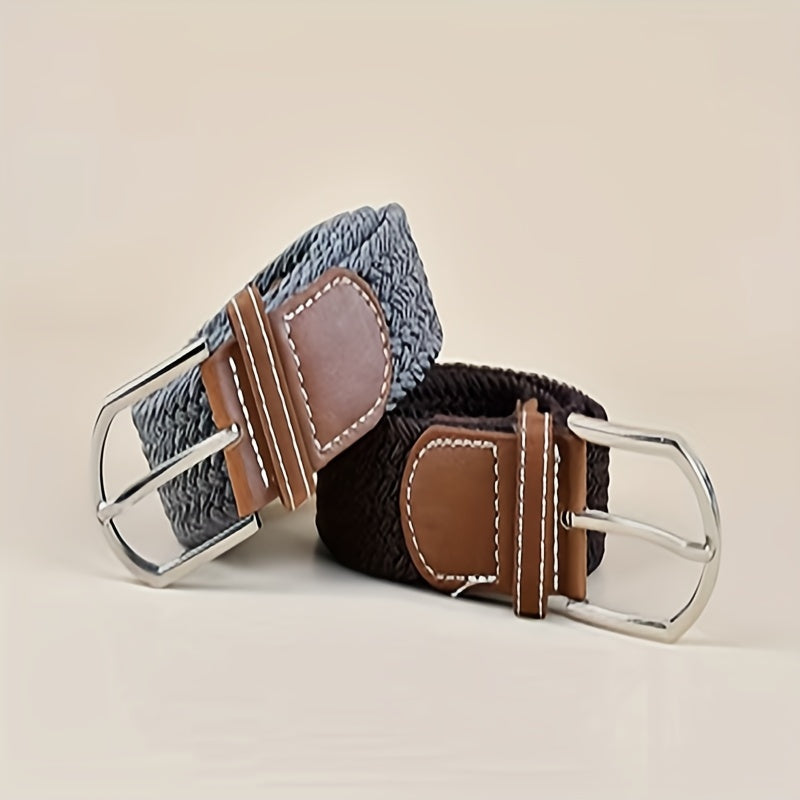 Cinturón de lona elástica unisex con hebilla de pasador para vaqueros, ropa casual y deportiva