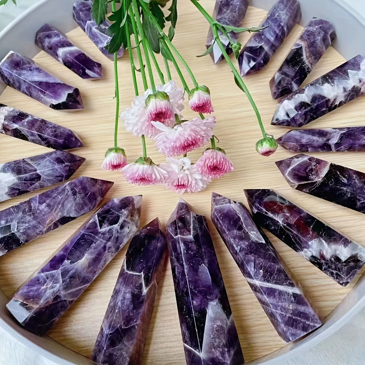 Amethyst Kristalli Obelisk Qalam Uchi Minerali Namuna Sogʻishtirish va Dekor uchun