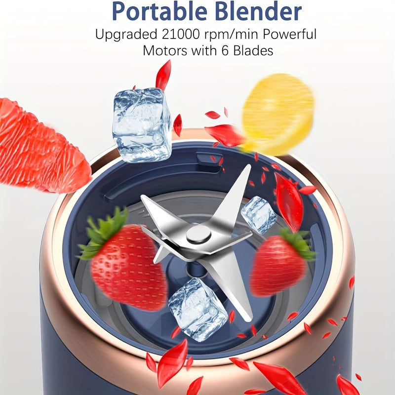 Portable Personal Blender 400ml USB Rechargeable Smoothie Juicer with 6 Blades