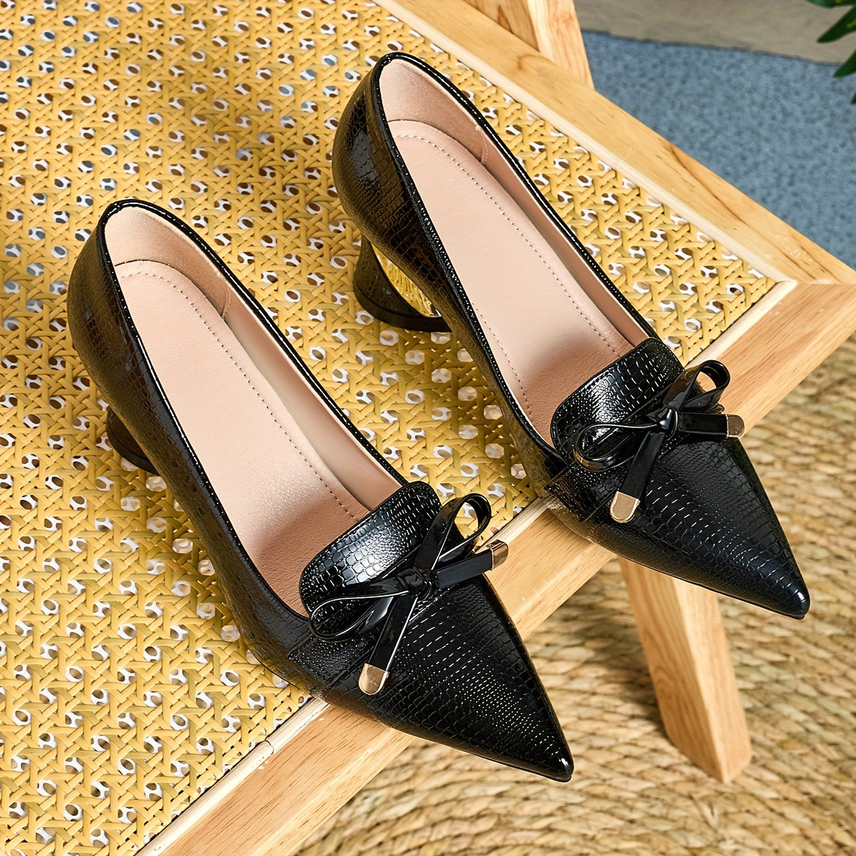 Women's Casual High Heels Thick Heel Autumn Winter Comfortable Black