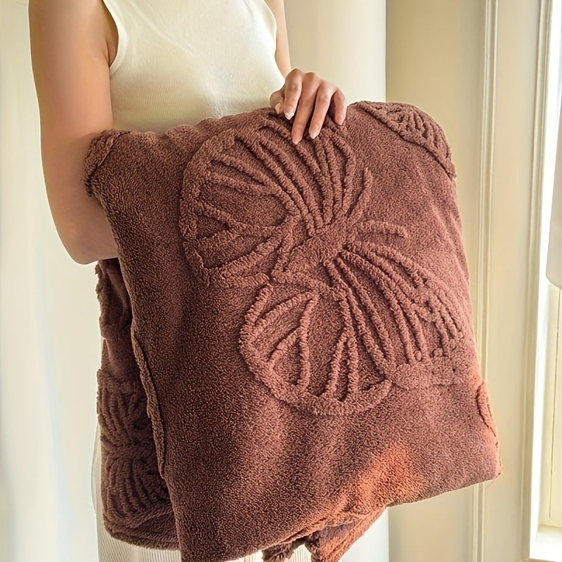 Manta de felpa de doble cara de color sólido con jacquard de franela para siestas