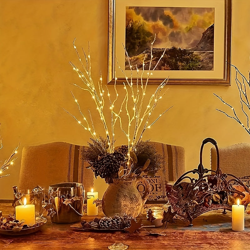 Fairy Light String with Birch Branches 78.74cm 50 LED Battery Operated for Home Decor Holidays Parties