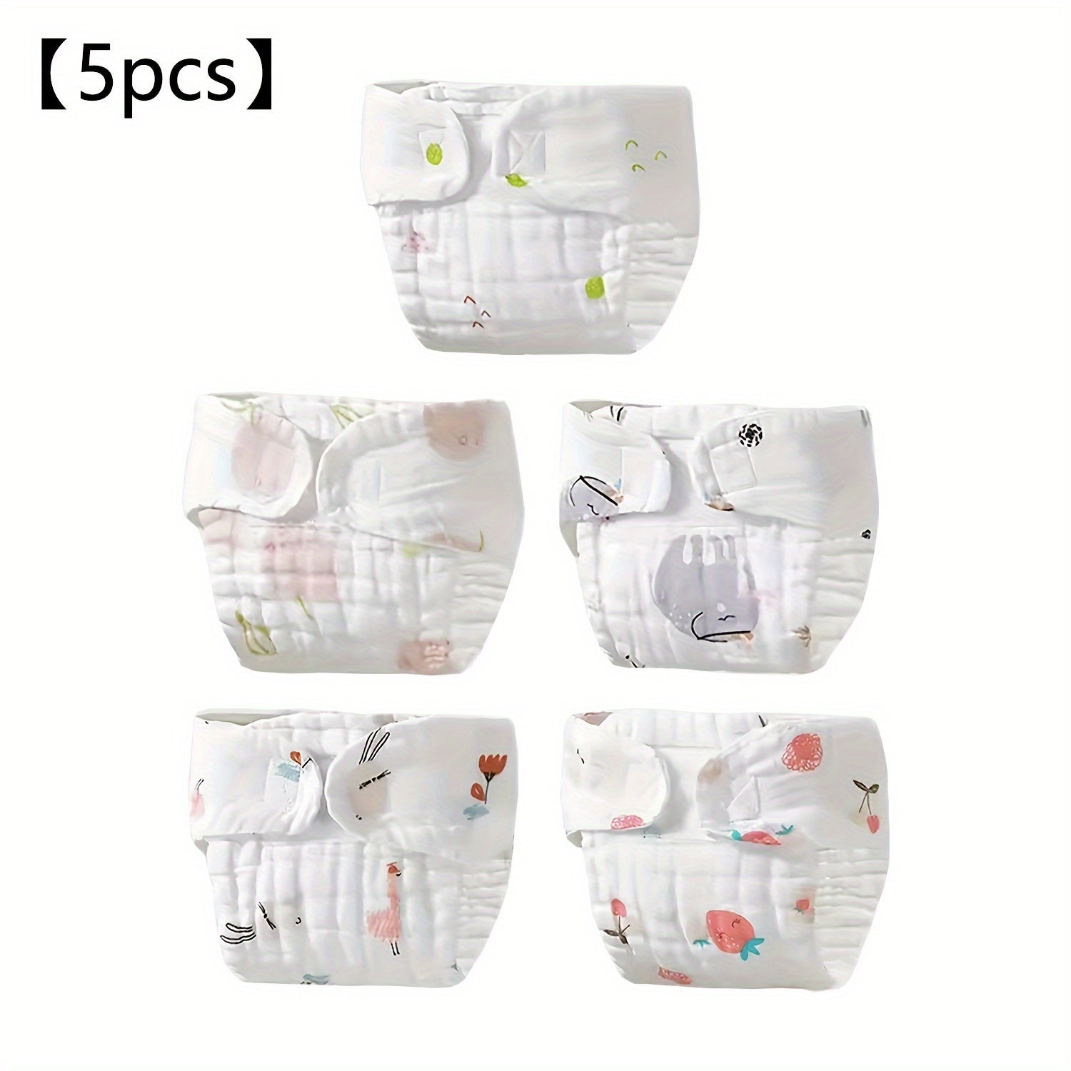 Reusable Cloth Training Diapers for Kids 0-6 Years with Cartoon Prints Set of 5