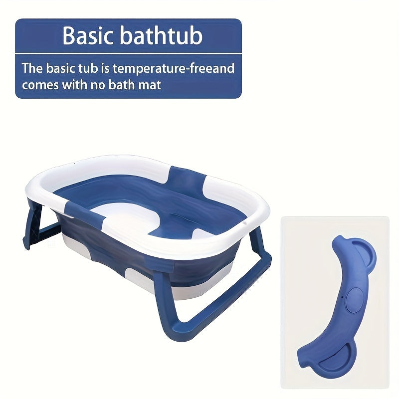 Baby Bathtub Foldable with Temperature Sensor for Children Up to 3 Years Easy-to-Clean Plastic