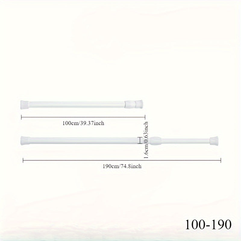 Adjustable Aluminum Shower Curtain Rod 100-190cm No Drilling Bathroom Kitchen Closet