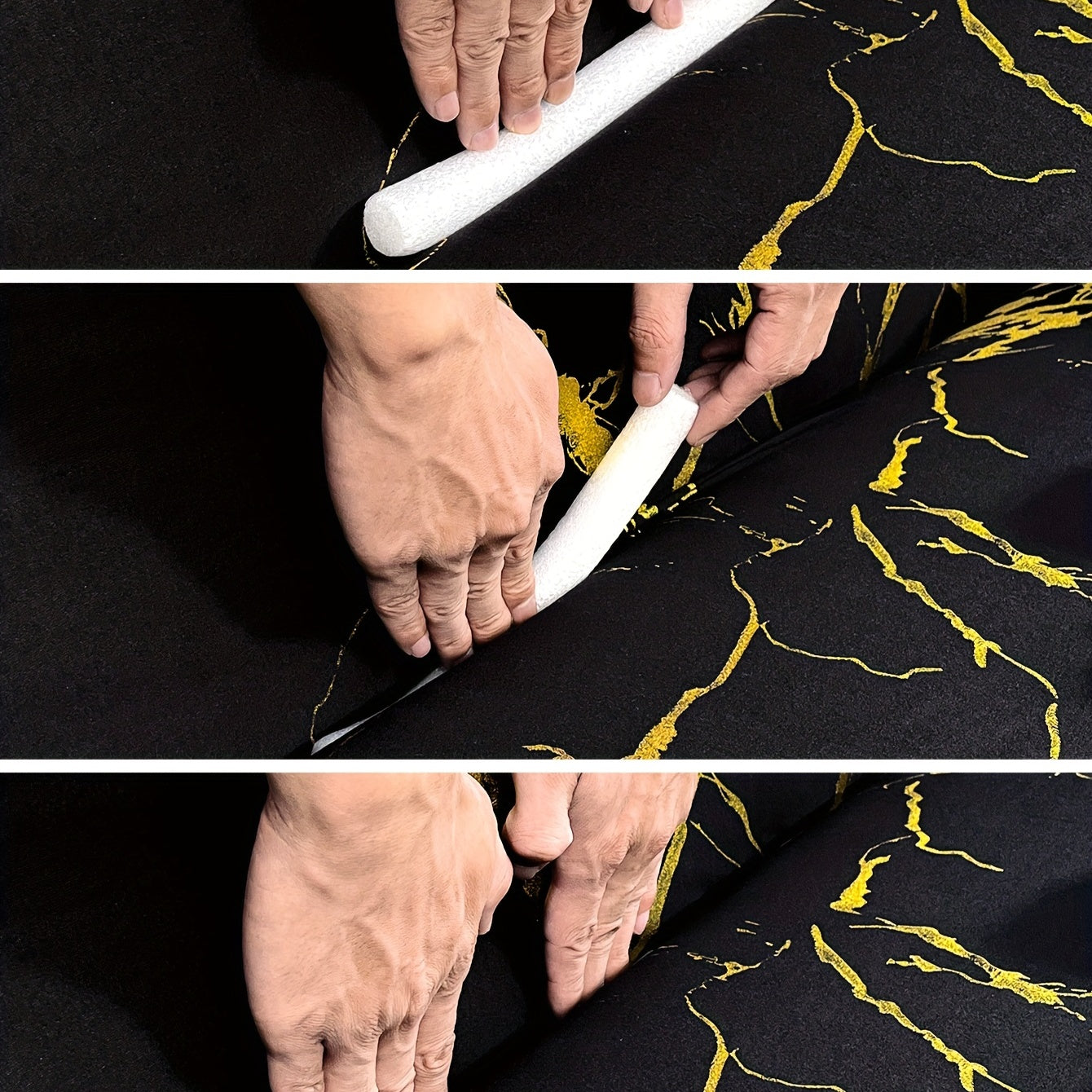 Black Bronzing Stretch Sofa Cover with Elastic Band for Living Room and Bedroom