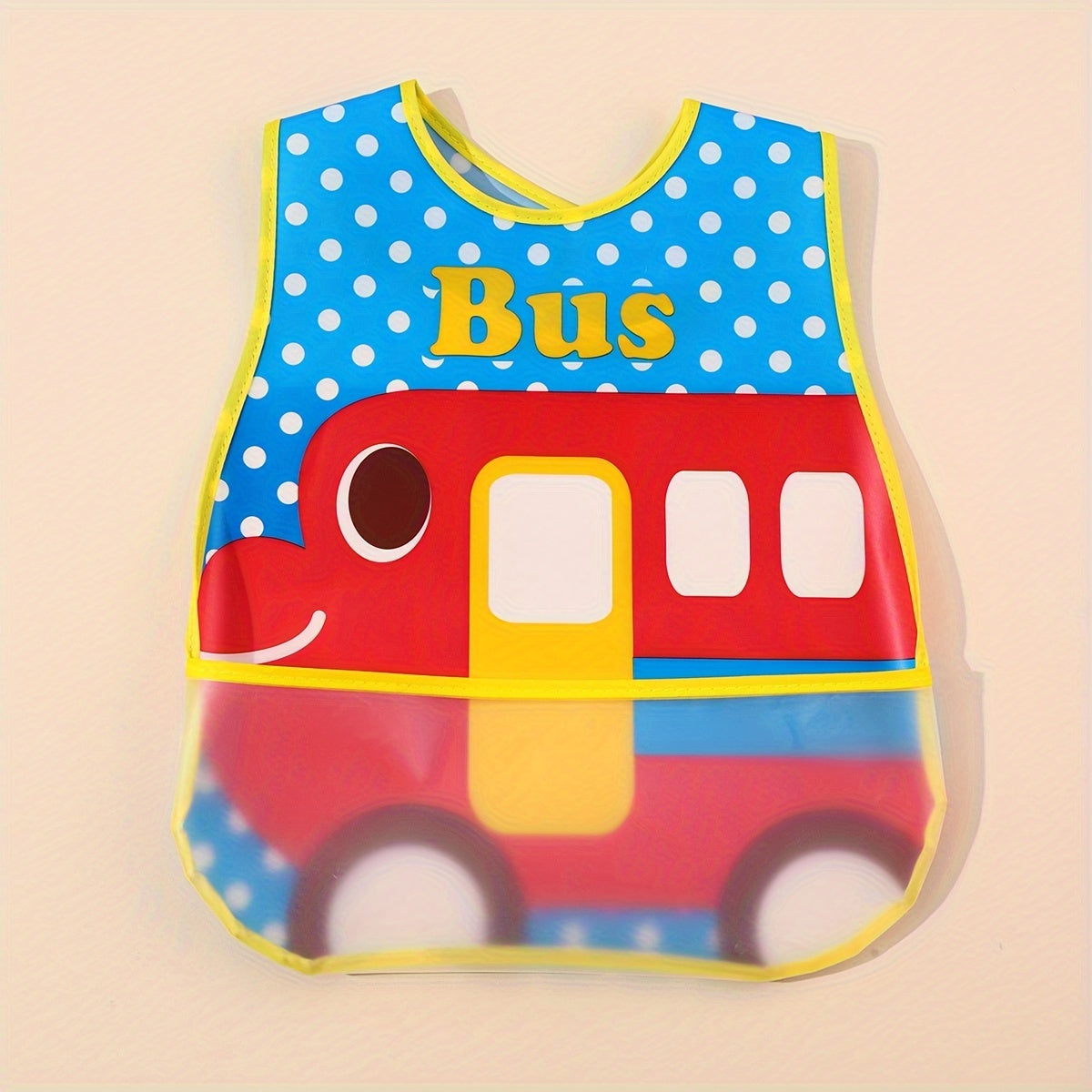 Kids Waterproof Feeding Bib Sleeveless Soft Polyester with Magic Tape Closure