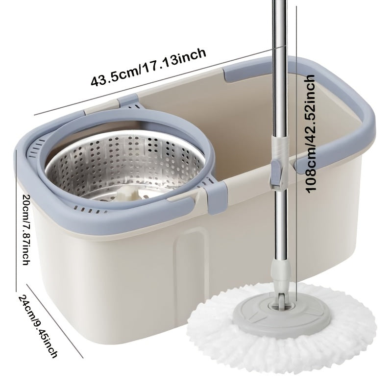 Conjunto de fregona y cubo giratorio de 360° con sistema de drenaje rápido para cocina, baño y sala de estar