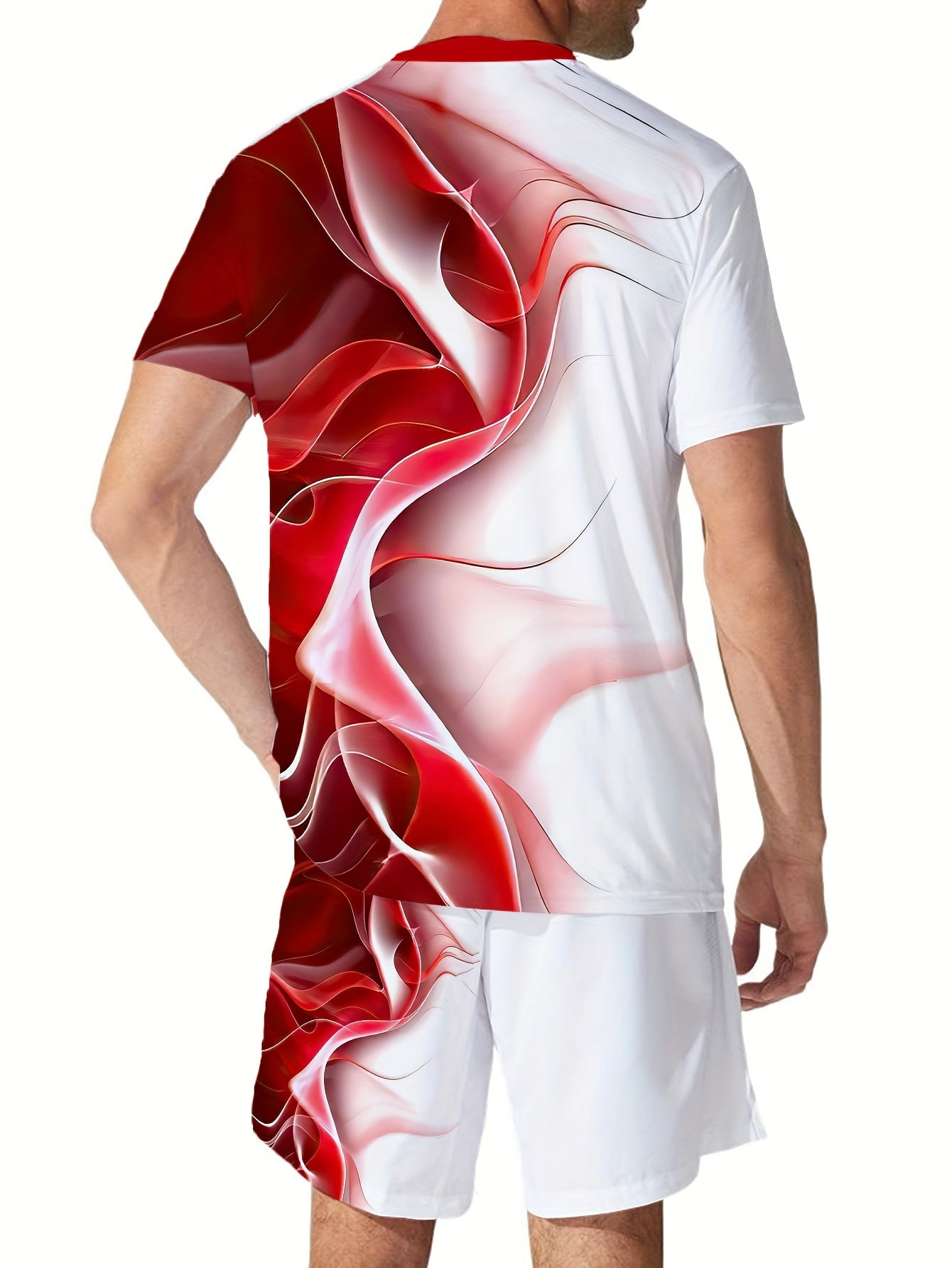 Мужской комплект из футболки и шортов большого размера с повседневным графическим принтом, летний наряд