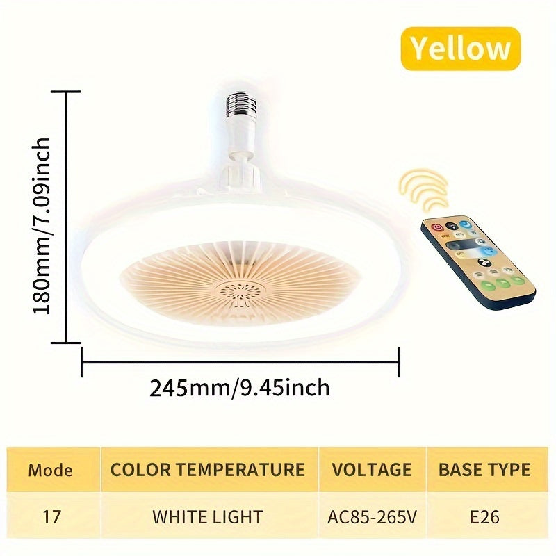 White Crystal Cover Dimmable Ceiling Fan Light with Remote Control 3 Speeds 3 Colors 17 Modes