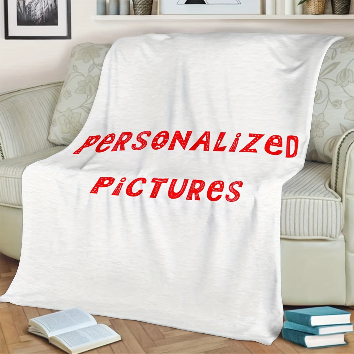 Personalized Knitted Polyester Throw Blanket for Couch or Bed Decor