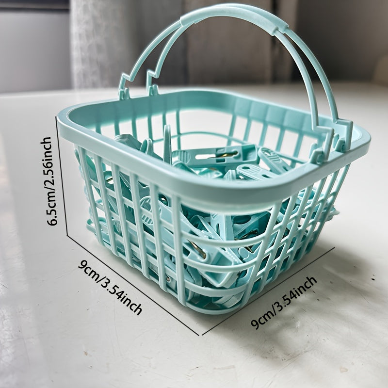 Розовый пластиковый набор прищепок с корзиной для хранения, зажимы для белья и сушки носков