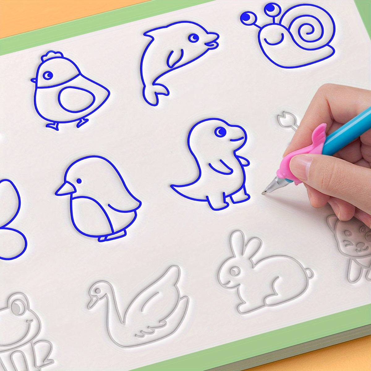 3D Groove Writing Board for Learning Numbers Letters Drawing Math Practice Blue Educational Handwriting Kit