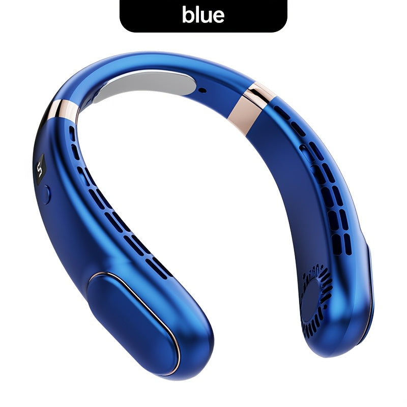 Portable USB Neck Fan with Adjustable Speed Digital Display for Outdoor Use