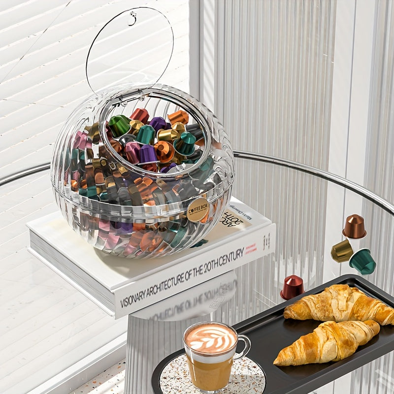 Oval Coffee Pod Holder Transparent Plastic Storage Container with Lid