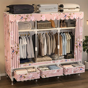 Минималистичный стальной шкаф с 6 полками, 3 ящиками и вешалкой